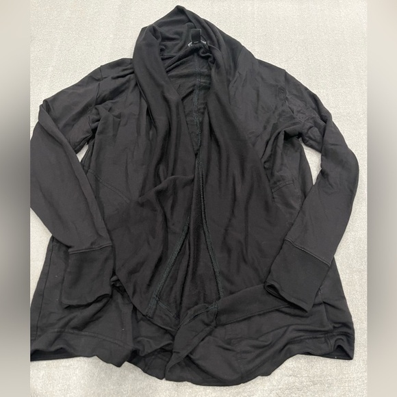 [S]Athleta Black Pranayama Restore Wrap Open Front Cardigan - Picture 3 of 8